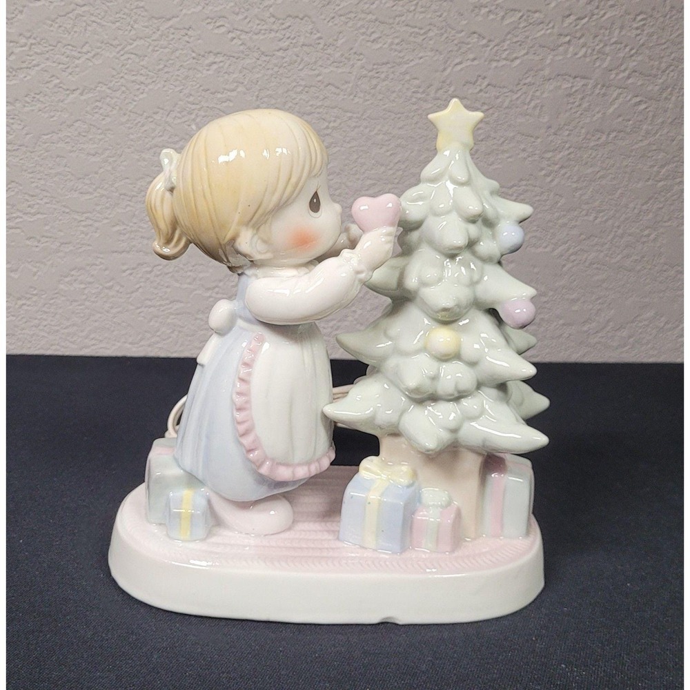 Enesco Precious Moments Girl Decorating Christmas Tree Lamp Night Light 1993